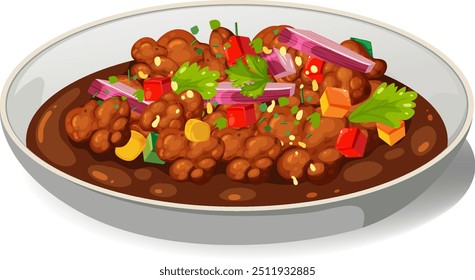 Colorido plato de frijoles mexicanos con verduras