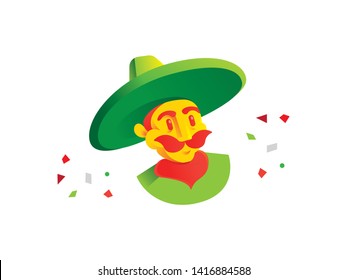 Colorful Mexican charro illustrated cartoon