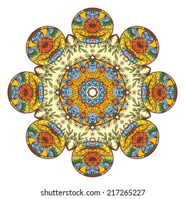 colorful mexican ethnic round pattern