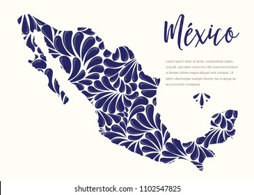 Colorful Mexican Map, Talaveta Tile Style Composition – Copy Space