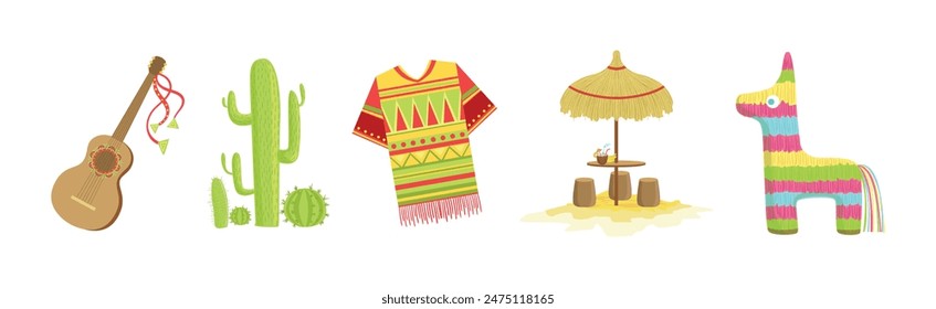 Colorful Mexican Object and Authentic Attribute Vector Set