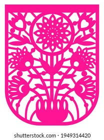 Colorful mexican perforated papel picado banner. Mexican Papel Picado design