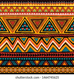 Colorful Mexican print. Aztec ethnic seamless pattern. Native American backdrop.