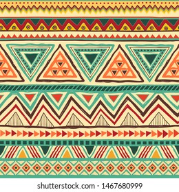 Colorful Mexican seamless pattern. Native American backdrop. 
Aztec ethnic geometric print. Vector