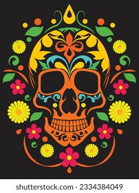 colorful mexican skull for day of the dead