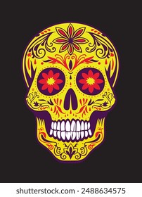 colorful mexican skull. day of the dead