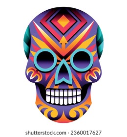 Colorful Mexican Sugar Skull Calavera Isolated