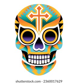 Colorful Mexican Sugar Skull Calavera Isolated