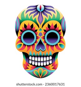 Colorful Mexican Sugar Skull Calavera Isolated