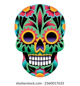 Colorful Mexican Sugar Skull Calavera Isolated