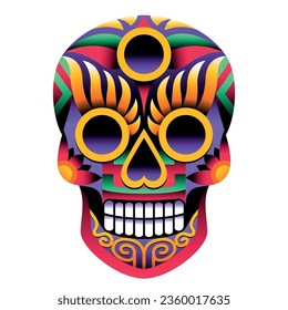 Colorful Mexican Sugar Skull Calavera Isolated