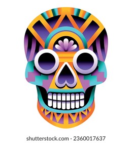 Colorful Mexican Sugar Skull Calavera Isolated