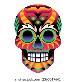 Colorful Mexican Sugar Skull Calavera Isolated