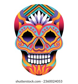 Colorful Mexican Sugar Skull Calavera Isolated