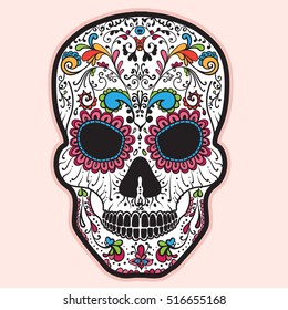 Colorful Mexican Sugar Skull. Day Of Dead Icon