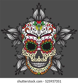 Colorful Mexican sugar skull. Day of dead icon