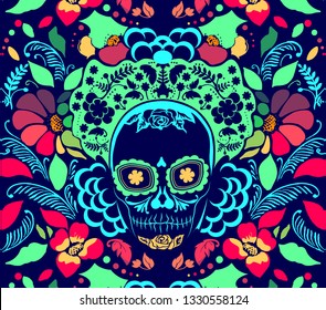 
colorful mexican talavera for the day of the dead