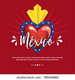 Colorful Mexican Traditional Brass Heart Composition from San Miguel de Allende; México – Copy Space 