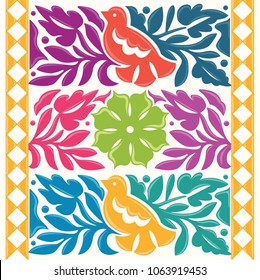 Colorful Mexican Traditional Textile Embroidery Style Pattern from Oaxaca; México