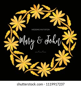 Colorful Mexican Wedding Invitation. Textile Embroidery Style from Tenango, Hidalgo; México – Copy Space Floral Composition 