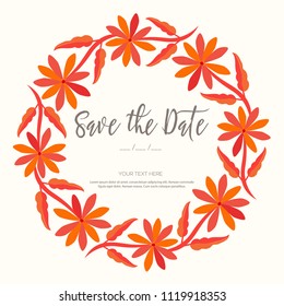 Colorful Mexican Wedding Invitation. Textile Embroidery Style from Tenango, Hidalgo; México – Copy Space Floral Composition 