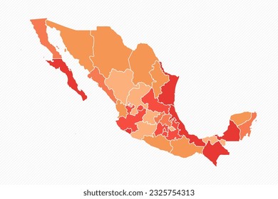 Ilustración de Mapa Dividido en México colorido, se puede usar para diseños de negocios, diseños de presentaciones o cualquier diseño adecuado.