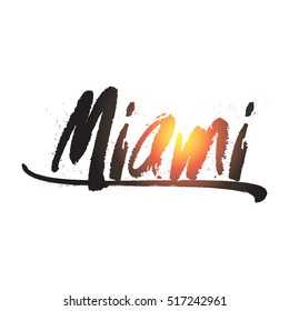 Colorful Miami Hand Drawing Text Vector