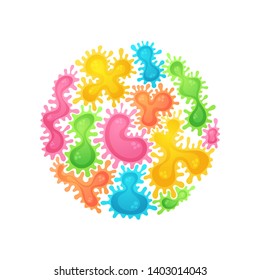 A Lot of Colorful Microbes. Vector Illustration