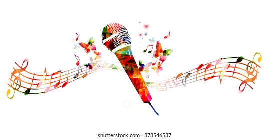 Colorful microphone design with butterflies