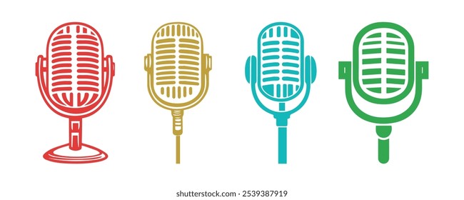 Colorful Microphone Icons Perfect for Podcasters Music Lovers