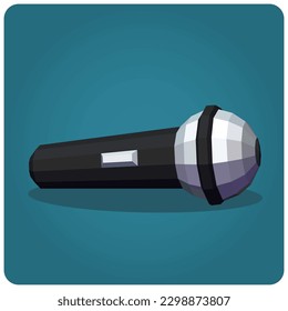 Colorful microphone polygonal art drawing in vector illustration