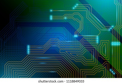 Colorful microscheme design. Vector micro chip, micro scheme elements design. Abstract technology, IT thematic background. Circuit Board Vector Illustration.