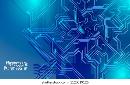 Colorful microscheme design. Vector micro chip, micro scheme elements design. Abstract technology, IT thematic background. Circuit Board Vector Illustration.