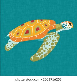 colorful mid century modern sea turtle 