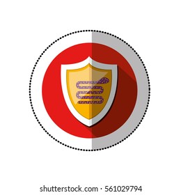 colorful middle shadow sticker with circle with shield and snake virus