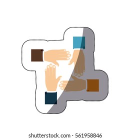 colorful middle shadow sticker with with different hands