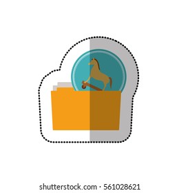 colorful middle shadow sticker of virus trojan horse folder