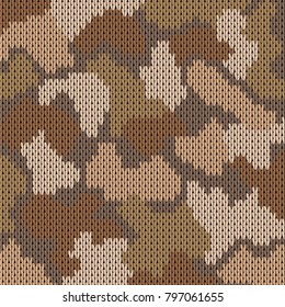 Colorful military decorative safari camouflage. Knitting khaki pattern. Vector illustration. 