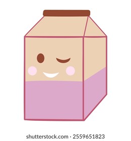 Colorful milk carton displays a smiling face with a wink.