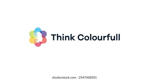 Logotipo colorido de la mente, logotipo de la tecnología