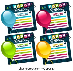 Colorful Mini Birthday Invitation Cards.