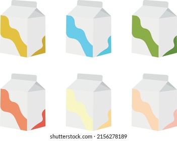 Colorful mini juice boxes with waves vector illustration 