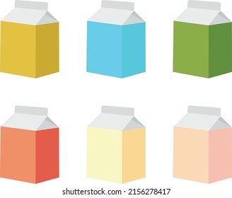 Colorful mini juice boxes with waves vector illustration 