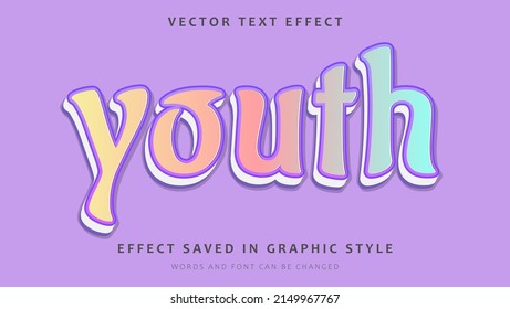 Colorful Minimal 3d Word Youth Editable Text Effect Design Template. Effect Saved In Grapgic Style