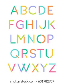Colorful minimal futuristic alphabet fonts set