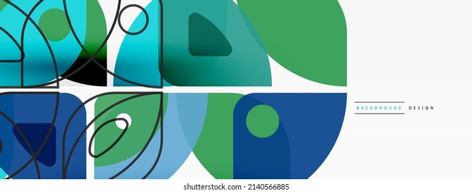 Colorful minimal geometric abstract background. Triangle shape with round elements, circles. Trendy techno business template for wallpaper, banner, background or landing