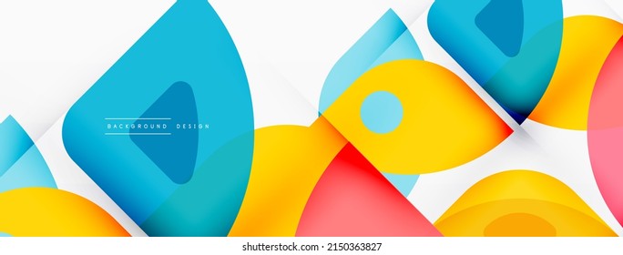 Colorful minimal geometric abstract background. Triangle shape with round elements, circles. Trendy techno business template for wallpaper, banner, background or landing