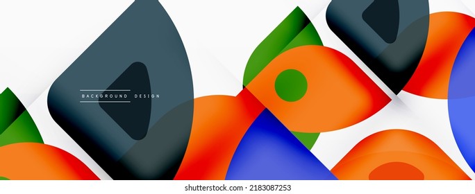 Colorful minimal geometric abstract background. Triangle shape with round elements, circles. Trendy techno business template for wallpaper, banner, background or landing