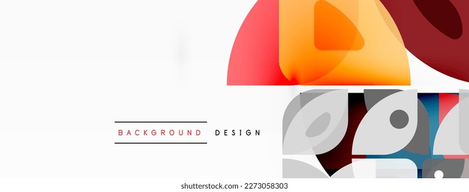 Colorful minimal geometric abstract background. Triangle shape with round elements, circles. Trendy techno business template for wallpaper, banner, background or landing