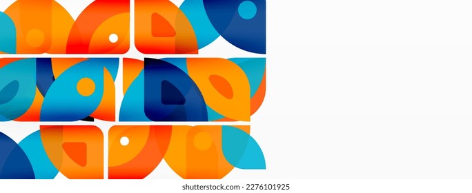 Colorful minimal geometric abstract background. Triangle shape with round elements, circles. Trendy techno business template for wallpaper, banner, background or landing
